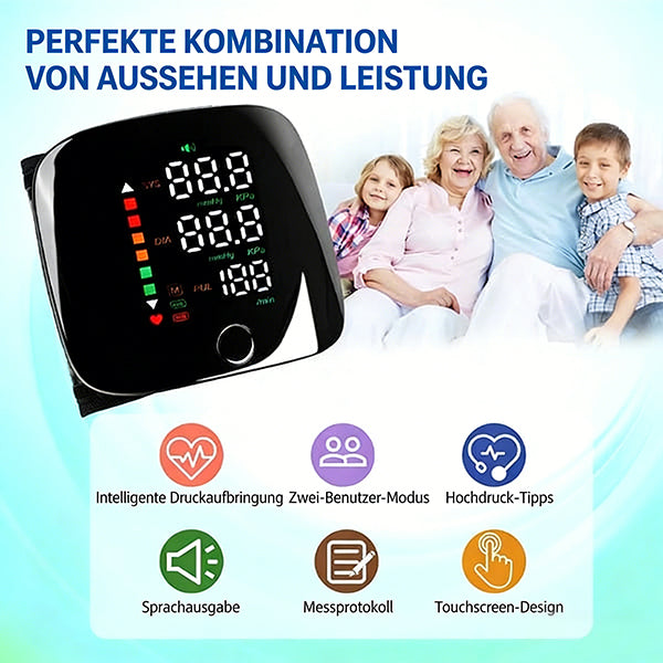Handgelenk-Blutdruckmonitor – LED-Display, verstellbar, Gesundheitsüberwachung